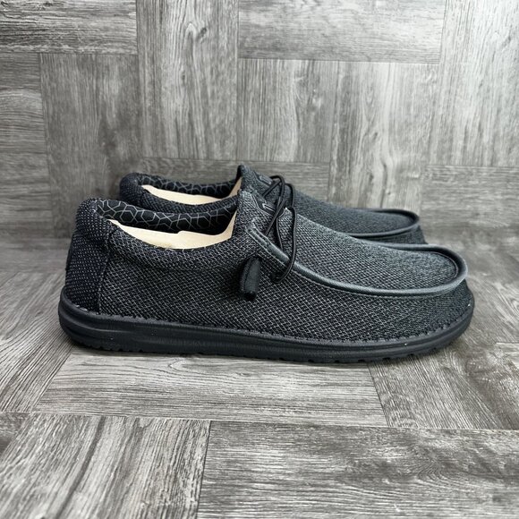 Hey Dude Wally Sox Men's size 12 Black Canvas Slip On Shoes - Picture 1 of 7